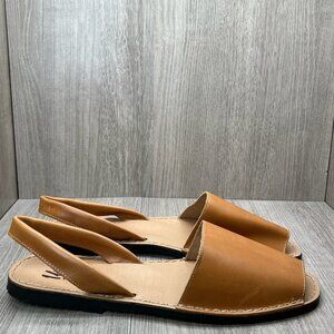 Iko Mens Leather Avarca Sandals Sz EU46  US12 Slingback Made in Spain Tan Brown